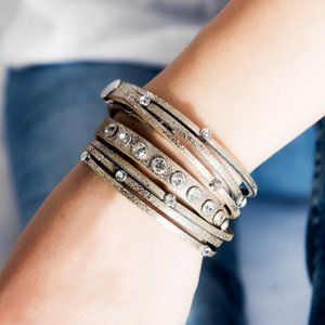 Crystal Wrap Bracelet Olive